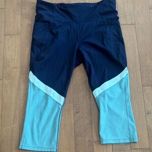 Navy and Light Blue calf high leggings